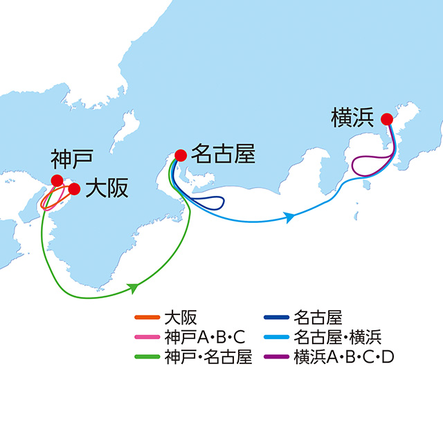 クリスマスクルーズ神戸C 2日間 航路図
