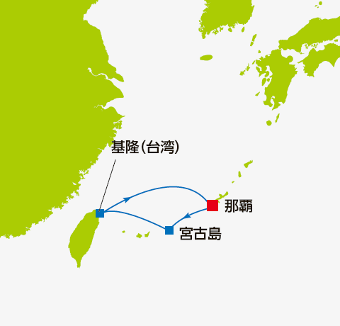 (沖縄03)週末は、沖縄と台湾に行ってきます 沖縄&台湾超ショートクルーズ 4日間航路図