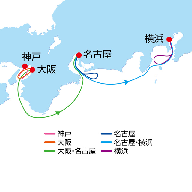 クリスマスクルーズ 神戸 2日間 航路図