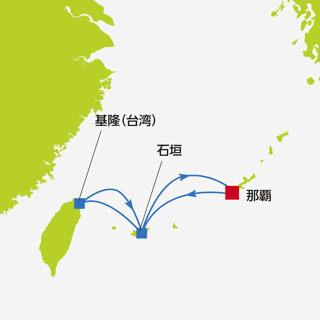 (沖縄06)秋風香る、のんびり南の島めぐり。沖縄&台湾クルーズ 5日間航路図