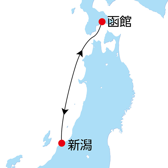 秋の北海道 函館クルーズ 3日間 航路図