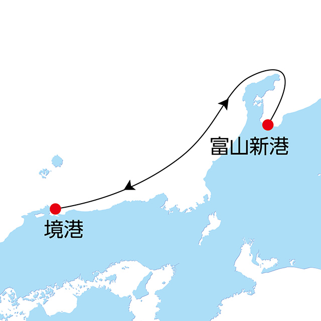 秋の山陰 境港クルーズ 3日間 航路図