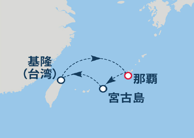 (沖縄05)南国ショートクルーズ 4日間航路図