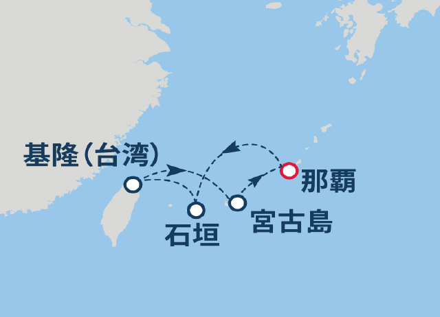 (沖縄03)沖縄・台湾満喫クルーズB 5日間航路図