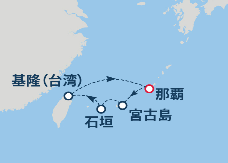 (沖縄04)沖縄・台湾満喫クルーズC 5日間航路図
