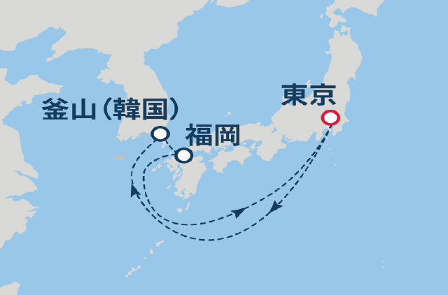(東京03)太平洋ゆったりクルーズ 6日間航路図