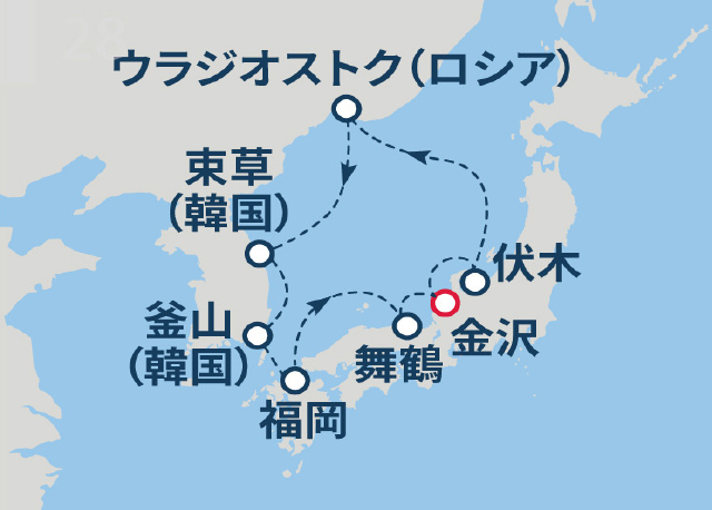 (日本海01)3か国大航海クルーズ 9日間航路図