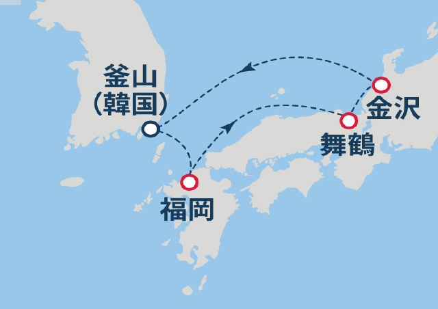 (日本海04)夏休みショートクルーズ 5日間航路図