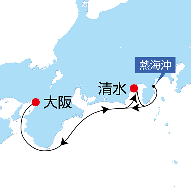 クリスマス熱海花火・駿河クルーズ 3日間 【週末利用】 航路図