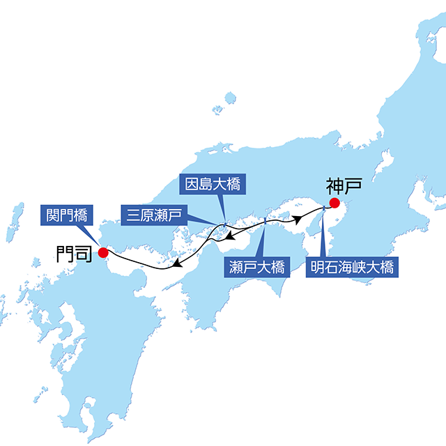 クリスマス門司クルーズ 4日間 航路図