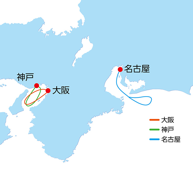 クリスマスクルーズ名古屋 2日間 航路図