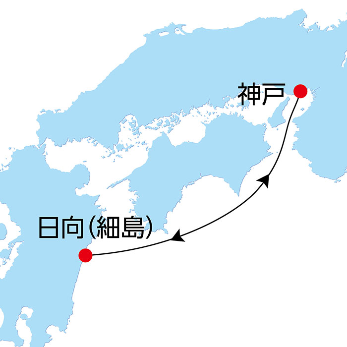 神秘の里 高千穂峡と宮崎 日向クルーズ 3日間 航路図